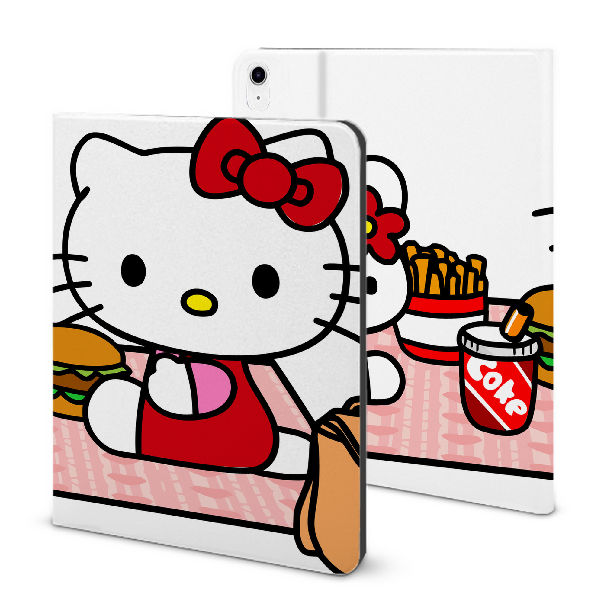 （画像用） Hello Kitty ハローキティ IPad ケース ブック型 PUレザー TPU 耐衝撃 軽量 薄型 ペン収納なし 全面保護 IPad 各モデル対応